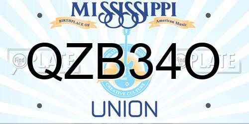QZB34O Mississippi License Plate