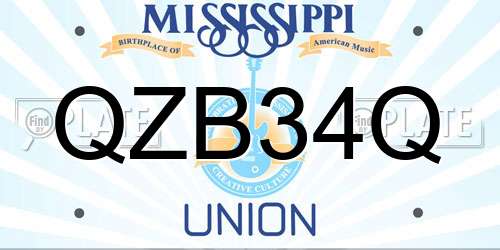 QZB34Q Mississippi License Plate