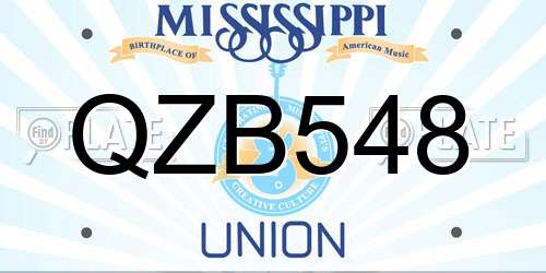 QZB548 Mississippi License Plate
