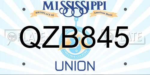 QZB845 Mississippi License Plate
