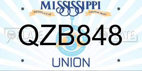 QZB848 Mississippi License Plate