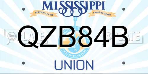 QZB84B Mississippi License Plate