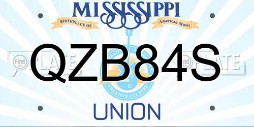 QZB84S Mississippi License Plate