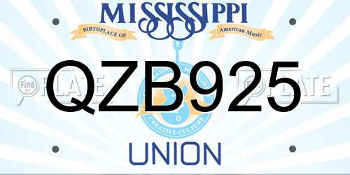 QZB925 Mississippi License Plate