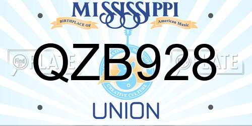 QZB928 Mississippi License Plate