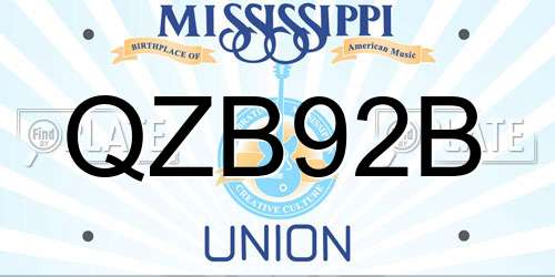 QZB92B Mississippi License Plate