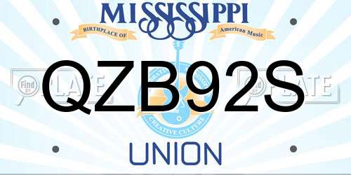 QZB92S Mississippi License Plate