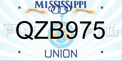 QZB975 Mississippi License Plate