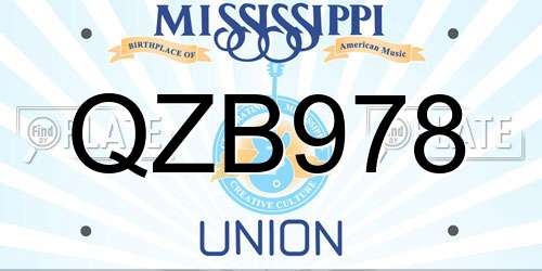 QZB978 Mississippi License Plate