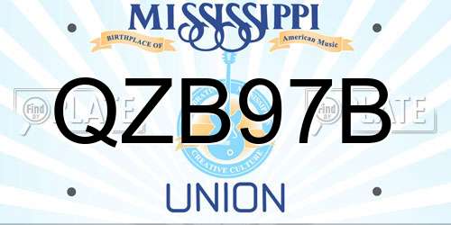 QZB97B Mississippi License Plate