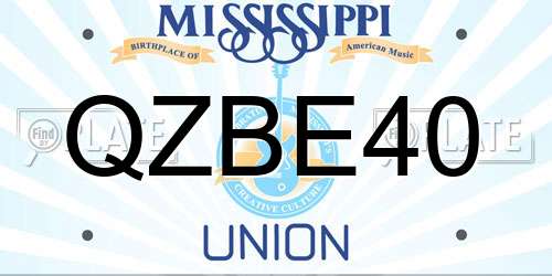 QZBE40 Mississippi License Plate