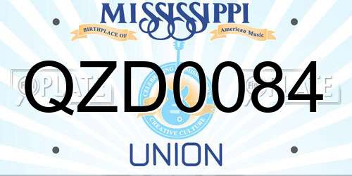 QZD0084 Mississippi License Plate