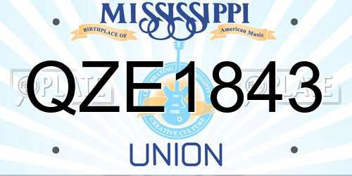 QZE1843 Mississippi License Plate