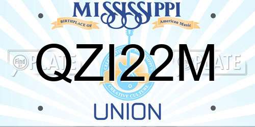 QZI22M Mississippi License Plate