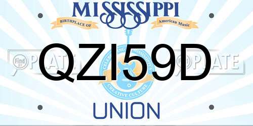QZI59D Mississippi License Plate