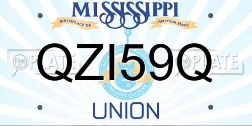 QZI59Q Mississippi License Plate