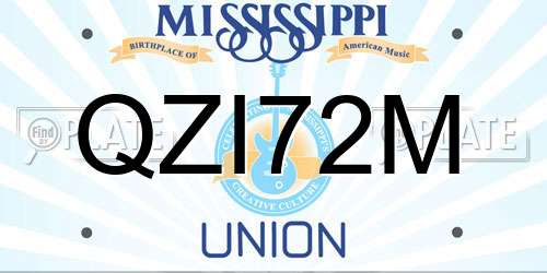 QZI72M Mississippi License Plate