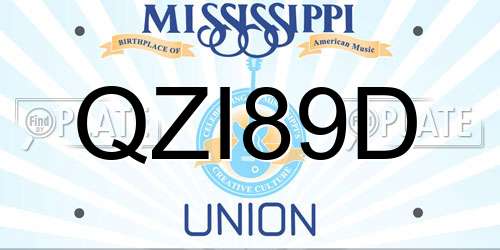 QZI89D Mississippi License Plate