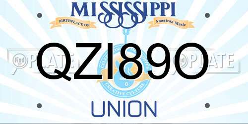 QZI89O Mississippi License Plate