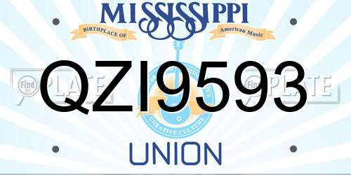 QZI9593 Mississippi License Plate