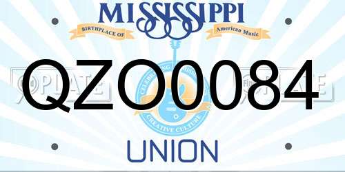 QZO0084 Mississippi License Plate