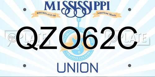 QZO62C Mississippi License Plate