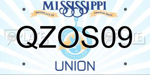 QZOS09 Mississippi License Plate