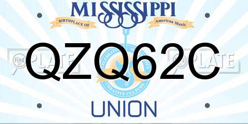 QZQ62C Mississippi License Plate
