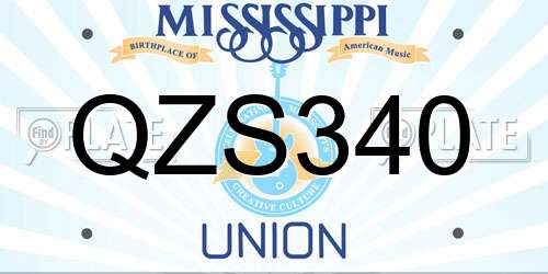 QZS340 Mississippi License Plate
