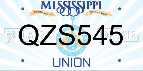 QZS545 Mississippi License Plate