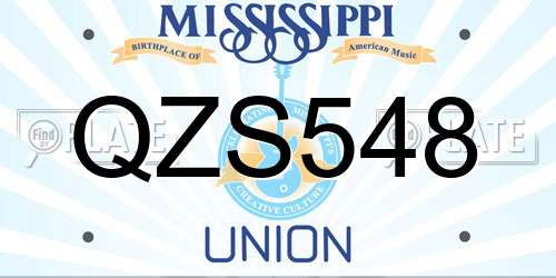 QZS548 Mississippi License Plate