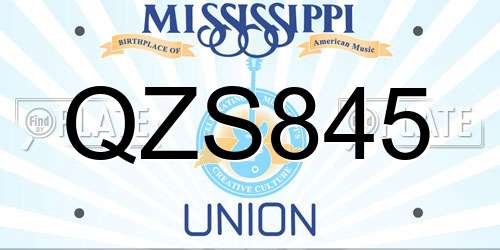 QZS845 Mississippi License Plate