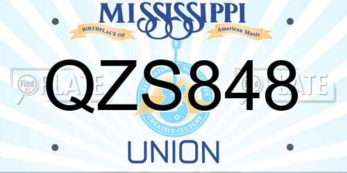 QZS848 Mississippi License Plate