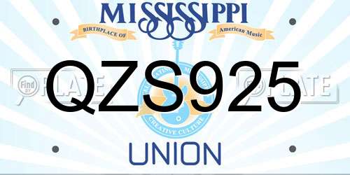 QZS925 Mississippi License Plate