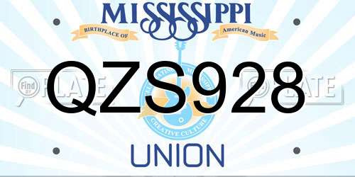 QZS928 Mississippi License Plate