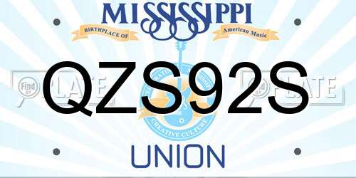 QZS92S Mississippi License Plate