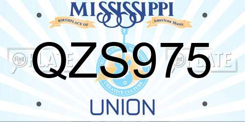 QZS975 Mississippi License Plate