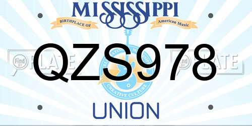 QZS978 Mississippi License Plate