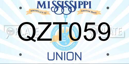 QZT059 Mississippi License Plate