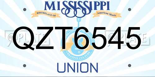 QZT6545 Mississippi License Plate