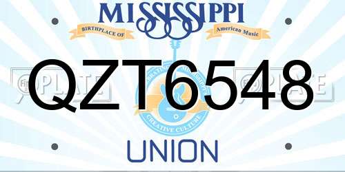 QZT6548 Mississippi License Plate