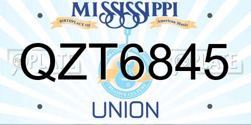 QZT6845 Mississippi License Plate