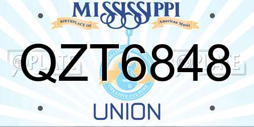 QZT6848 Mississippi License Plate