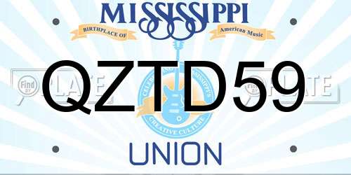 QZTD59 Mississippi License Plate