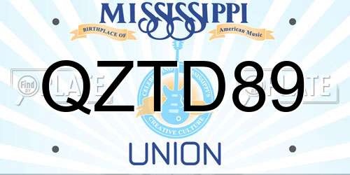 QZTD89 Mississippi License Plate