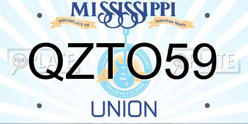 QZTO59 Mississippi License Plate