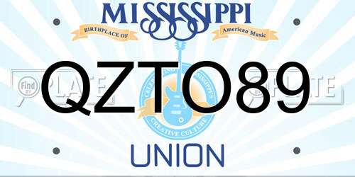 QZTO89 Mississippi License Plate