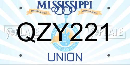 QZY221 Mississippi License Plate