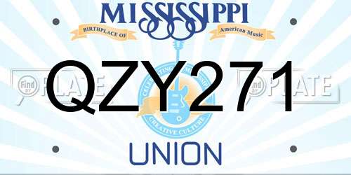 QZY271 Mississippi License Plate
