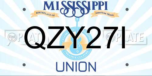 QZY27I Mississippi License Plate